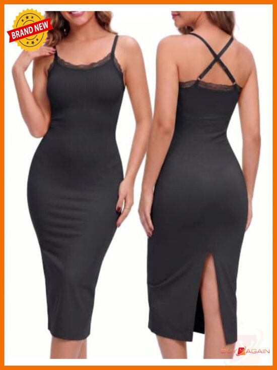 Other - Tummy Control Lace Trim Full Body Shaper Slip Dress